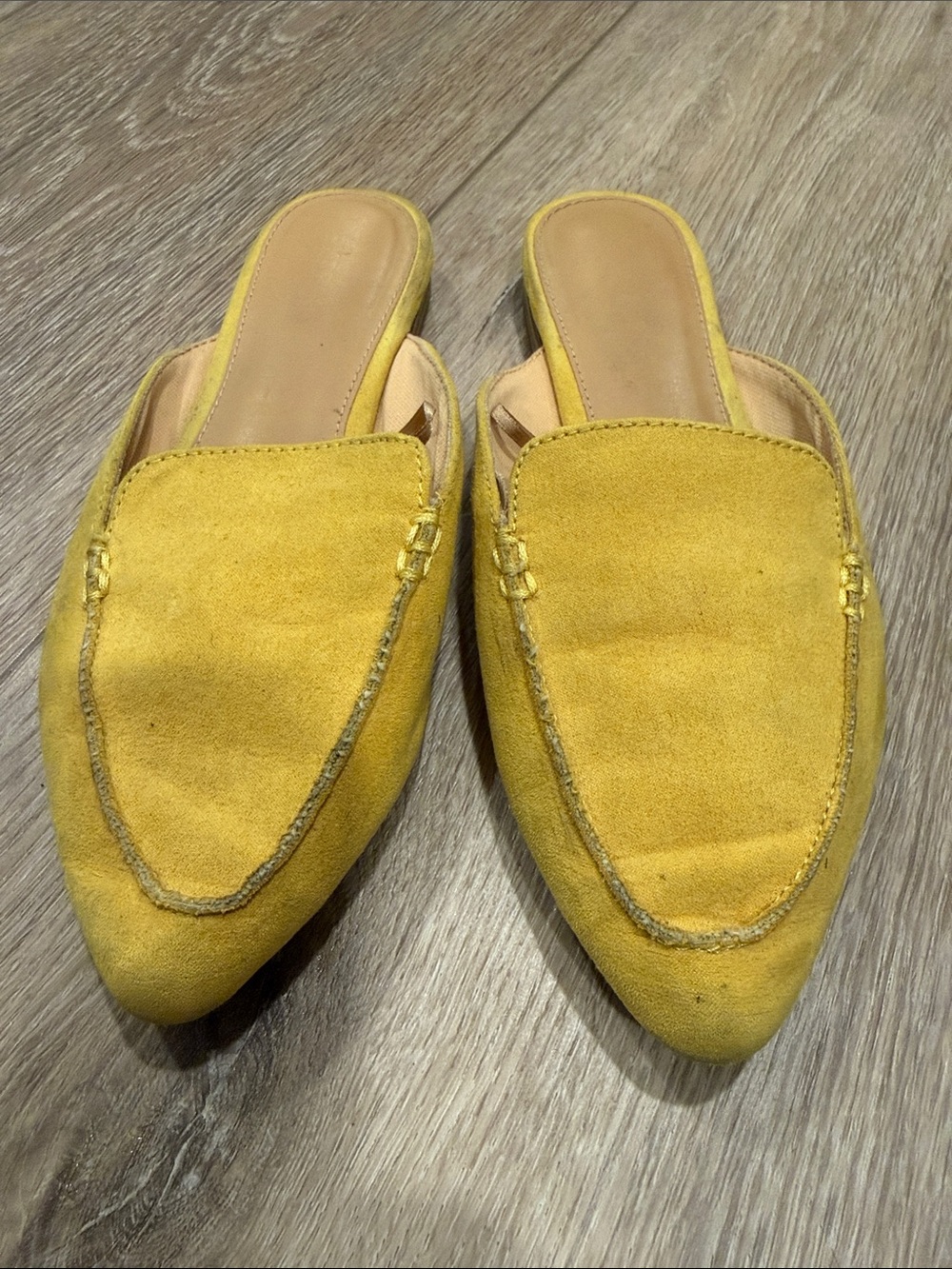 Express Yellow Suede Pointed Backless Mules